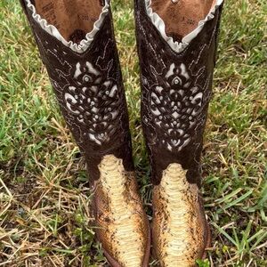CUADRA Brown and Tan Western Cowboy Boots